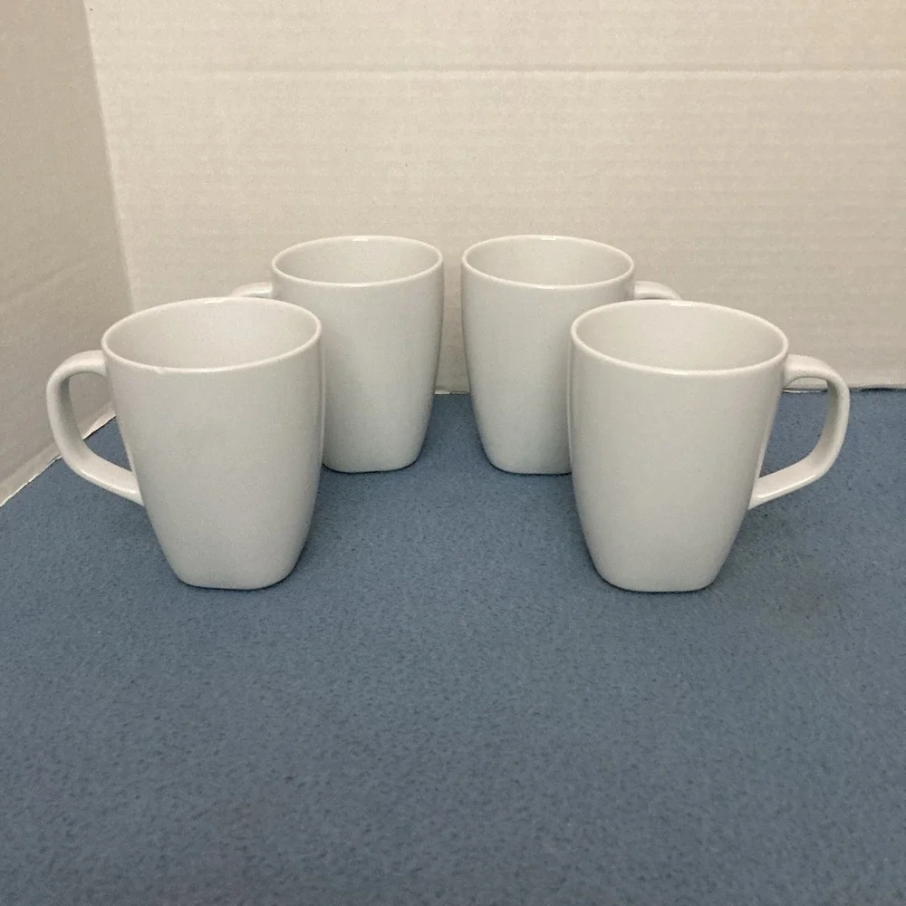 Ikea 365+ Susan Pryke White Square Bottom Coffee/Tea Mugs (21986) - Set of 4